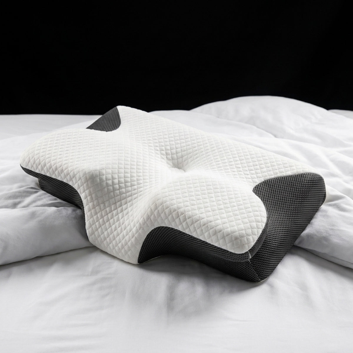 The pillow in profile, showing the dual contour and ortho groove
